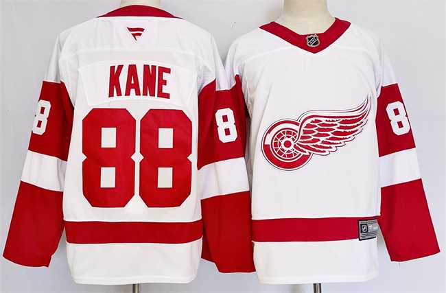 Men%27s Detroit Red Wings #88 Patrick Kane White 2024-25 Stitched Jersey